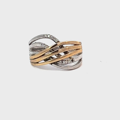 10K Yellow Gold & Sterling Silver 0.04TDW Diamond Ring