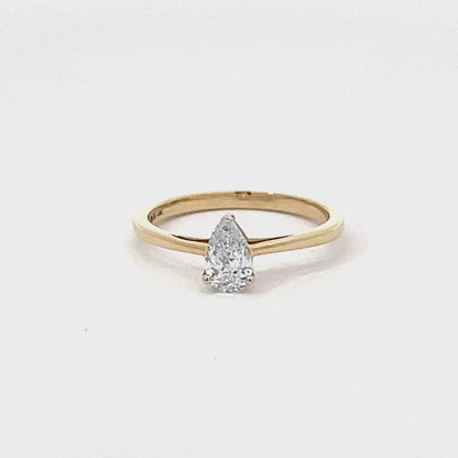 14K Yellow Gold 0.50CT Pear Lab Grown Diamond Ring