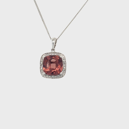 June Birthstone Pendant with Diamond Accent set in Sterling Silver