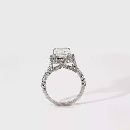 4.10TDW Lab Diamond Radiant 14K White Gold Engagement Ring