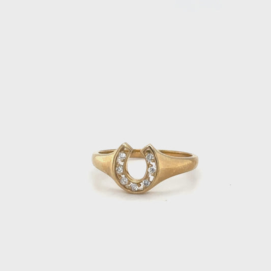 0.07TDW Horse Shoe Diamond Ring in 10K Yellow Gold