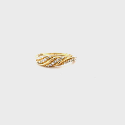 0.17 TDW Diamond Fancy Sparkling Twist Band in 10K Yellow Gold