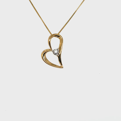 10K Yellow Gold 0.02TDW Diamond Heart Pendant