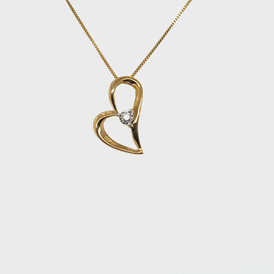 10K Yellow Gold 0.02TDW Diamond Heart Pendant