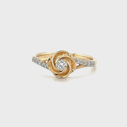 0.40TDW 10K Yellow Gold Diamond Swirl Ring
