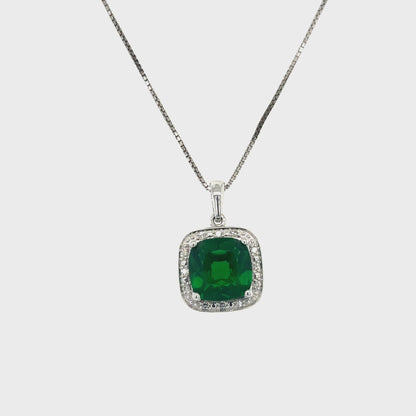 May Birthstone Pendant with Diamond Accent set in Sterling Silver