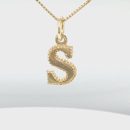 10K Yellow Gold Initial Letter S Pendant