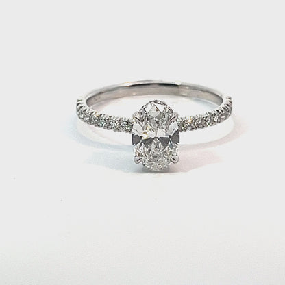 14K White Gold 1.37TDW Oval Lab Grown Diamond Engagement Ring