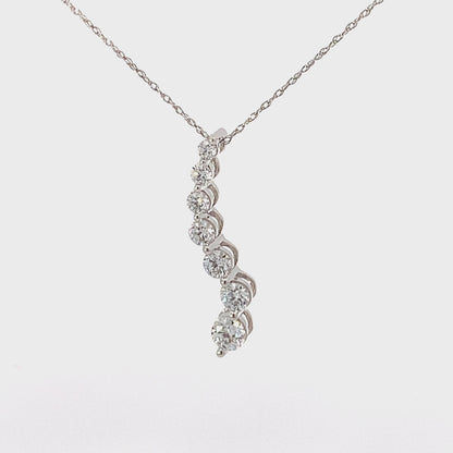 14K White Gold 1.00TDW Lab Grown Diamond Journey Pendant