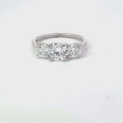 14K White Gold 2.11TDW Lab Grown Diamond Past Present and Future Ring
