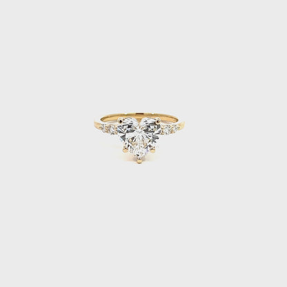 14K Yellow Gold 2.28 TDW Lab Grown Diamond Heart Engagement Ring