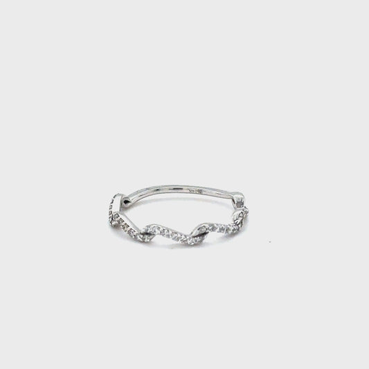 10K White Gold Diamond Wave Ring with 0.23TDW Diamonds