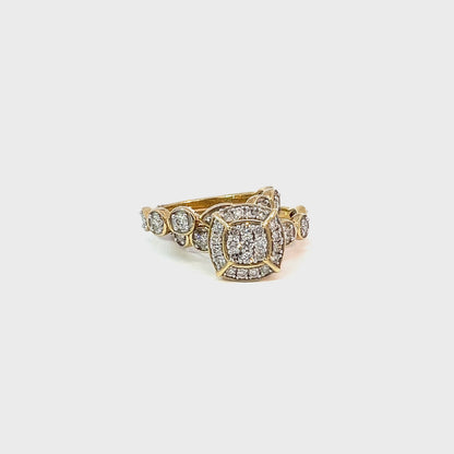 1.00TDW 10K Yellow Gold Diamond Wedding Set
