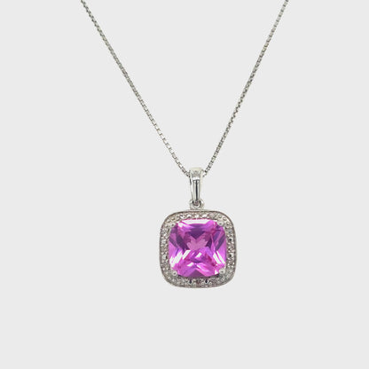 October Birthstone Pendant with Diamond Accent set in Sterling Silver
