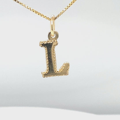 10K Yellow Gold Initial Letter L Pendant