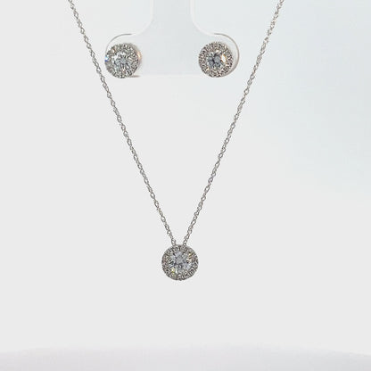14K White Gold 1.00TDW Lab Grown Diamond Earring & Pendant Set