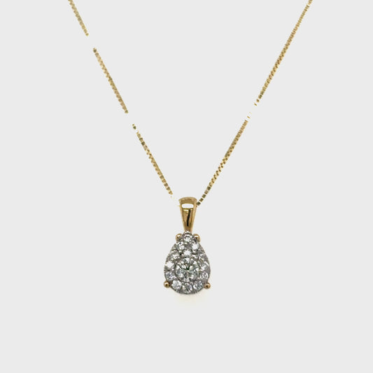 0.22TDW Diamond Pear Solitaire Pendant in 10K Yellow Gold