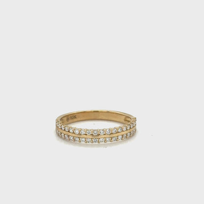 0.33TDW 2 Row Diamond Band in 10K Yellow Gold