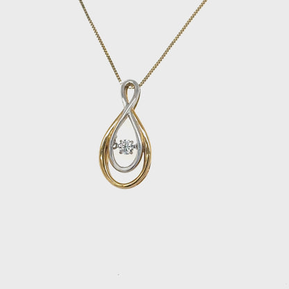 0.10CT Diamond Infinity Pendant in 10K Yellow and White Gold
