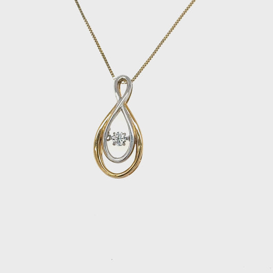 0.10CT Diamond Infinity Pendant in 10K Yellow and White Gold