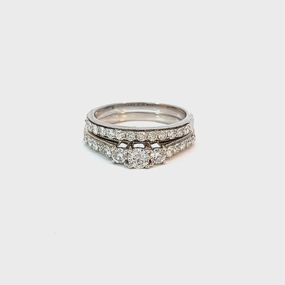 1.03CT Diamond Weddig Set in 14K White Gold