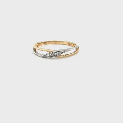 10K Yellow & White Gold 0.05TDW Womens Ring