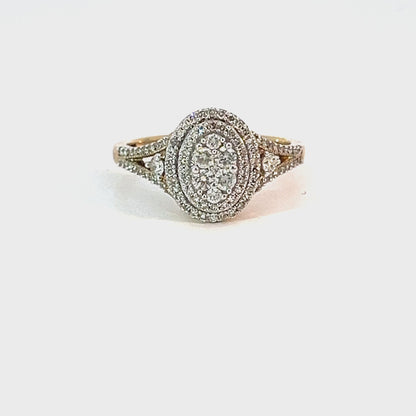 0.50TDW Diamond Cluster Engagement Ring in 10K Yellow Gold