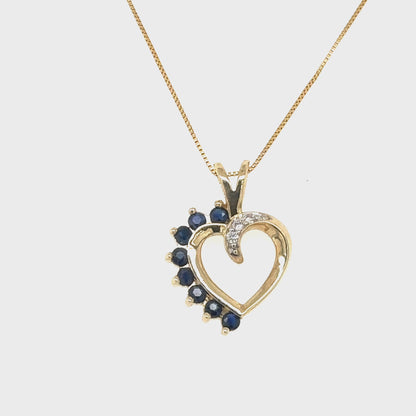 10K Sapphire Heart Pendant