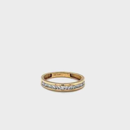 10K Yellow Gold 0.50TDW Diamond Channel Set Semi Eternity Wedding Band