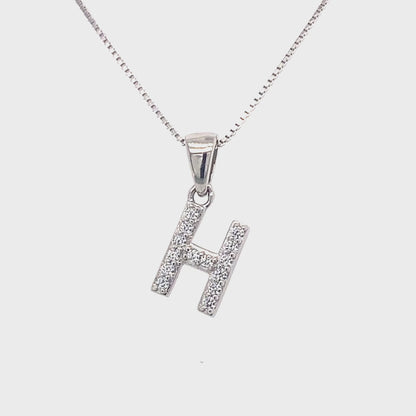 Initial H Pendant in Sterling Silver and Cubic Zirconia