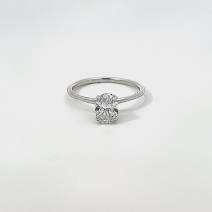 14K White Gold 1.0CT Lab Diamond Oval Engagement Ring