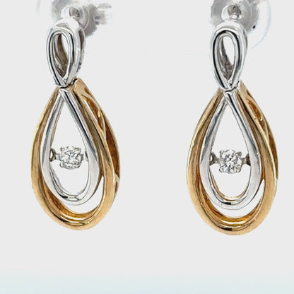 10K Yellow and White Gold 0.10TDW Diamond Pulse Earrings