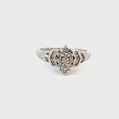 10K White Gold 0.25CT Diamond Princess Cut Ring