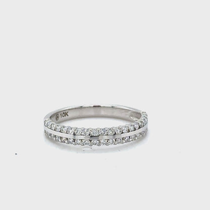 0.33TDW 2 Row Diamond Band in 10K White Gold