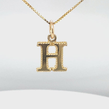 10K Yellow Gold Initial Letter H Pendant