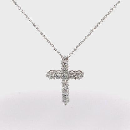 14K White Gold 1.00TDW Lab Grown Diamond Cross Pendant