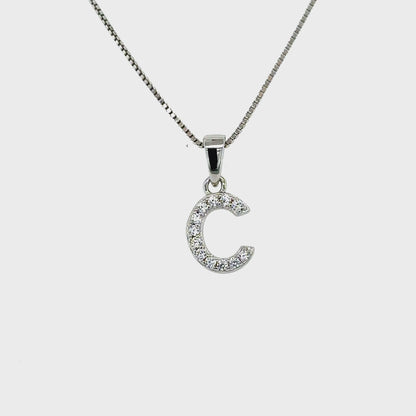Cubic Zirconia and Sterling Silver Initial C Pendant