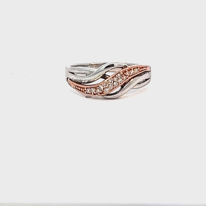 10K Rose Gold & Sterling Silver Diamond Ring – 0.08TDW
