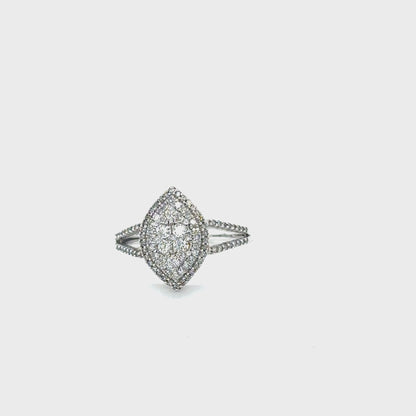 10K White Gold 0.50TDW Diamond Modern Marquise Style Right Hand Ring