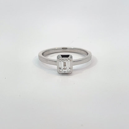 10K White Gold 0.50CT Lab Grown Diamond Emerald Cut Ring