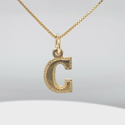 10K Yellow Gold Letter Initial C Pendant