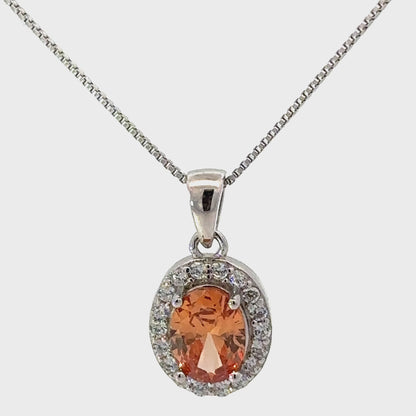 Novemver Birthstone Yellow Color CZ Oval Pendant in Sterling Silver