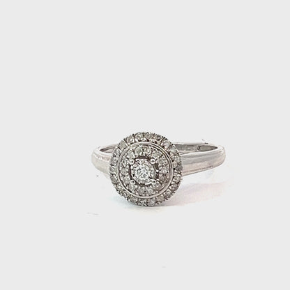 10K White Gold 0.25TDW Halo Diamond Ring