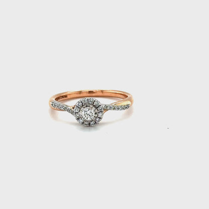 10K Rose Gold 0.25TDW Canadian Diamond Halo Engagement ring