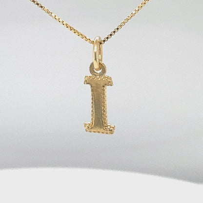 Initial Letter I Pendant in 10K Yellow Gold