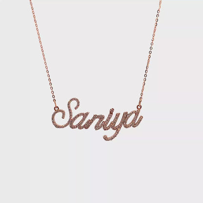 10K Pink Gold 20" 0.90TDW Lab Grown Diamond Saniya Name Necklace