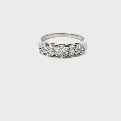 14K White Gold 0.52CT Diamond Flower Ring