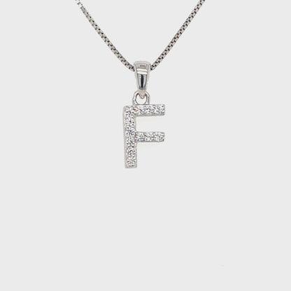Sterling Silver Cubic Zirconia Initial Letter F Pendant