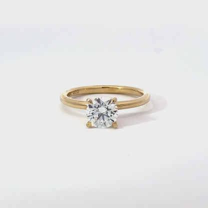 1.00 Carat Round Lab Grown Diamond Solitaire Ring in 14K Yellow Gold