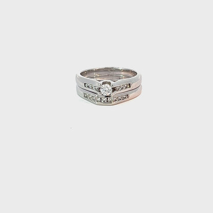 10K White Gold 0.40TDW Canadian Diamond Wedding Set